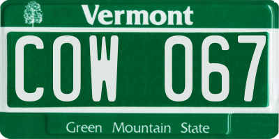 VT license plate COW067