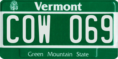 VT license plate COW069