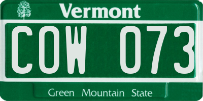 VT license plate COW073
