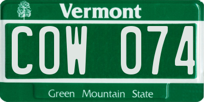VT license plate COW074