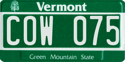 VT license plate COW075