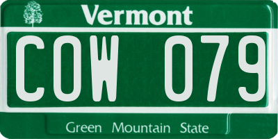 VT license plate COW079