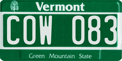 VT license plate COW083