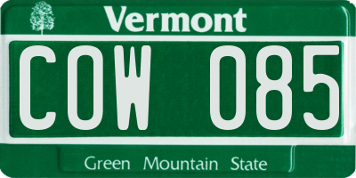 VT license plate COW085