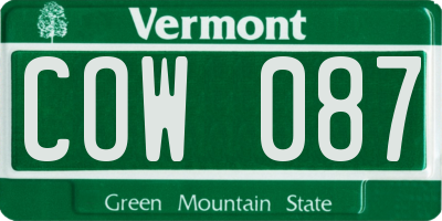 VT license plate COW087