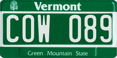 VT license plate COW089