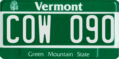 VT license plate COW090
