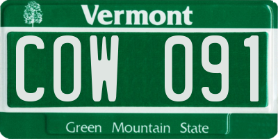 VT license plate COW091