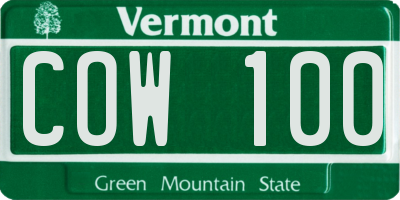 VT license plate COW100
