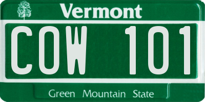 VT license plate COW101