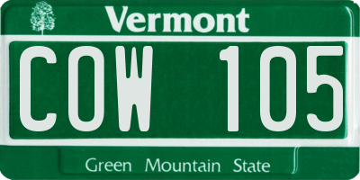 VT license plate COW105
