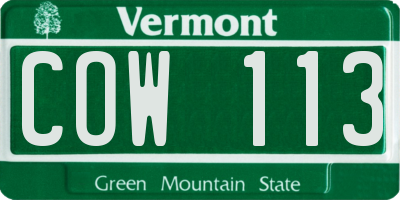 VT license plate COW113