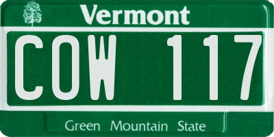 VT license plate COW117