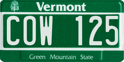 VT license plate COW125