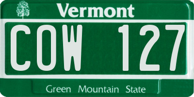 VT license plate COW127