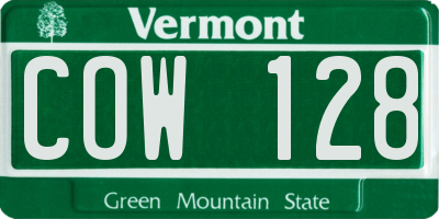 VT license plate COW128