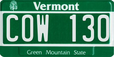 VT license plate COW130