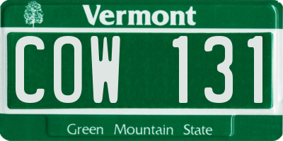 VT license plate COW131