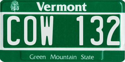 VT license plate COW132