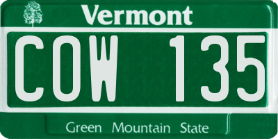 VT license plate COW135