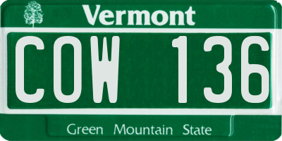 VT license plate COW136