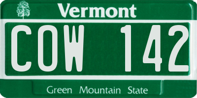 VT license plate COW142