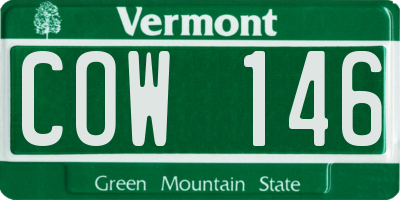 VT license plate COW146