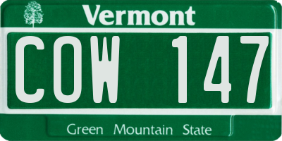 VT license plate COW147