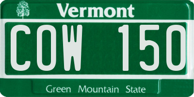 VT license plate COW150
