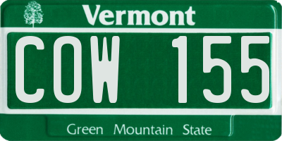 VT license plate COW155