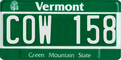 VT license plate COW158