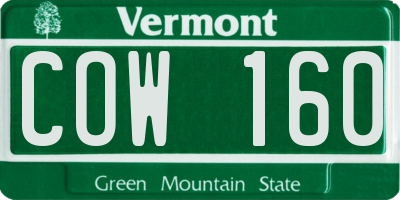 VT license plate COW160