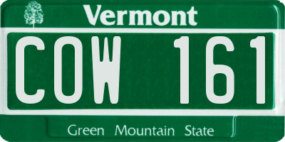 VT license plate COW161