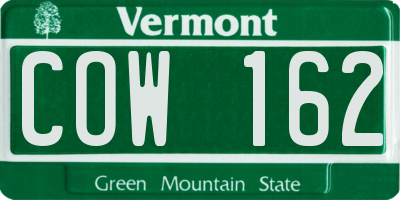 VT license plate COW162