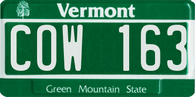 VT license plate COW163