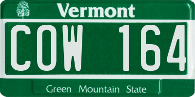 VT license plate COW164