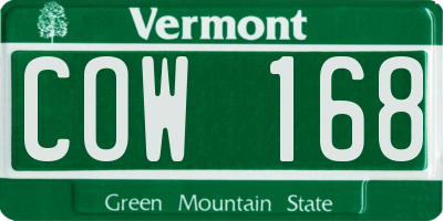 VT license plate COW168