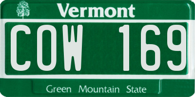 VT license plate COW169