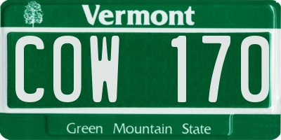 VT license plate COW170