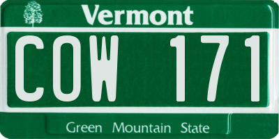 VT license plate COW171