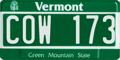 VT license plate COW173