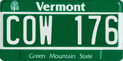 VT license plate COW176