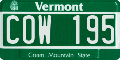 VT license plate COW195