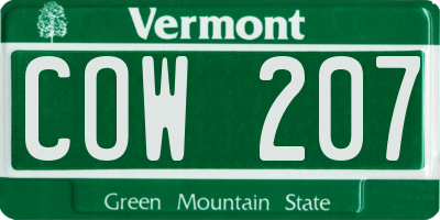 VT license plate COW207