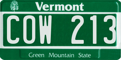 VT license plate COW213