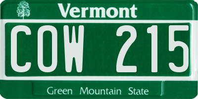 VT license plate COW215