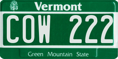 VT license plate COW222