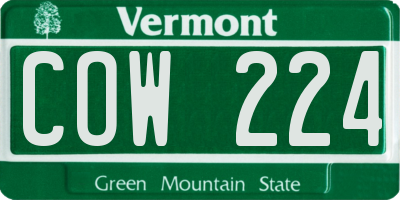 VT license plate COW224