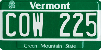 VT license plate COW225