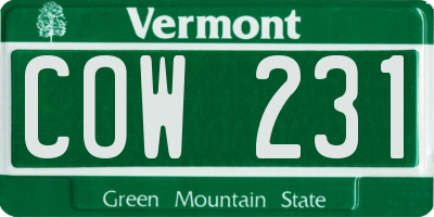 VT license plate COW231